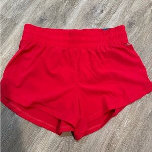 red high rise shorts women